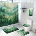 thumbnail image 1 of 4 Pcs Forest Garden Bathroom Shower Curtain Set with Rugs,Toilet Lid Cover, Bath Mat Colorful Fantasy Tree House Bathroom Decor Sets Accessories with 12 Hooks, 1 of 6