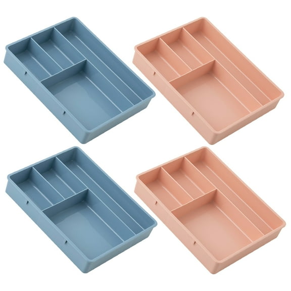 4 Pcs Four Grid Storage Box Makeup Drawer Organizer Trays Plastic Drawers Vanity Table Small Item Office