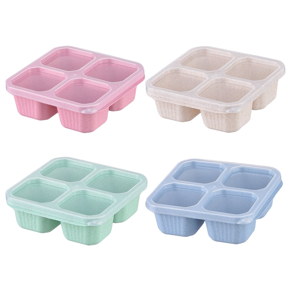 4 Pcs Four-compartment Platter Fruit Snack Snack Packaging Lunch