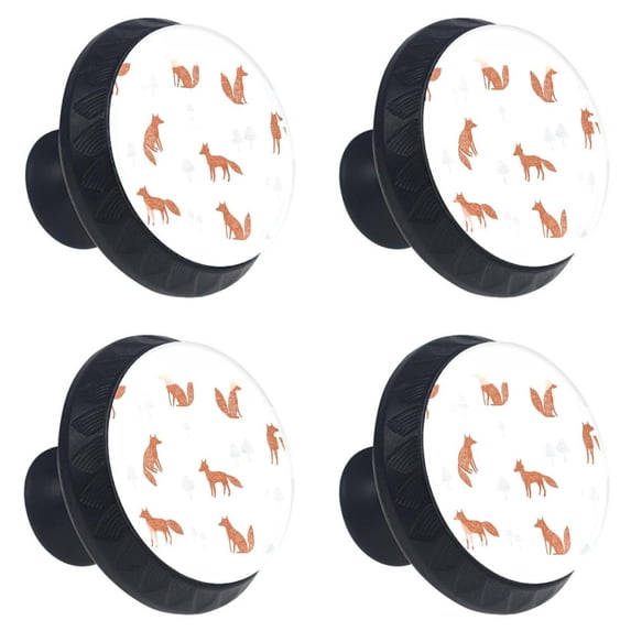 4 Pcs Fox Knobs for Kitchen Cabinet Cupboard Dresser Bookcase Drawer Pulls Handles Round Home Decor