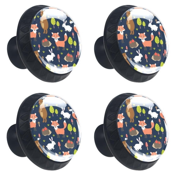 4 Pcs Fox Knobs for Kitchen Cabinet Cupboard Dresser Bookcase Drawer Pulls Handles Round Home Decor