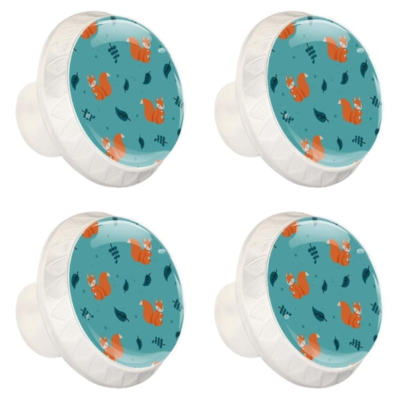 4 Pcs Fox Knobs for Kitchen Cabinet Cupboard Dresser Bookcase Drawer Pulls Handles Round Home Decor