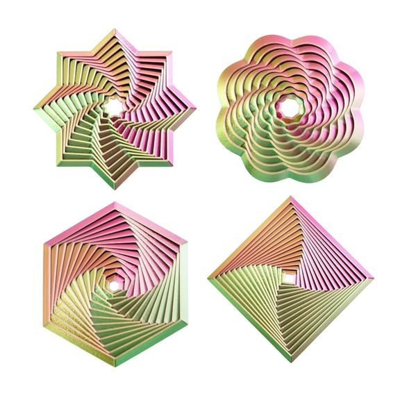 4 Pcs Fractal Fidget Hexagon 3.15 Inch 3D Printed Anti Stress Sensory Tool for Adults Mindful Meditation Tool Geometric Hexagon Spiral for Anxiety Relief Christmas Birthday Gift