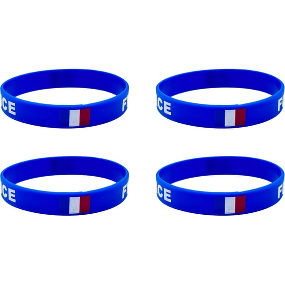 4 Pcs France French Country Flag Rubber Bracelets, National Flag Silicone Bracelet, Rubber Wristbands Patriotic Decorations Gift.