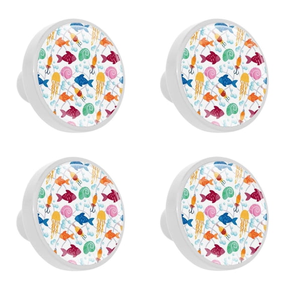 4 Pcs Free Fish Knobs for Kitchen Cabinet Cupboard Dresser Bookcase Drawer Pulls Handles Round Home Decor