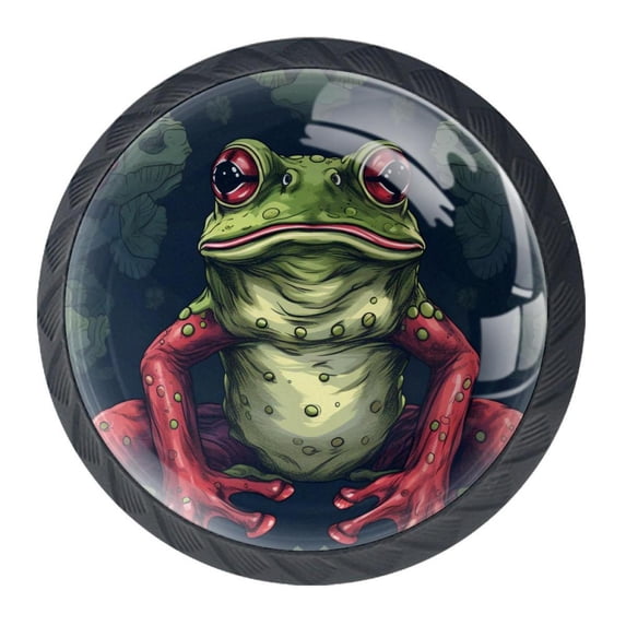 4 Pcs Frog Knobs for Kitchen Cabinet Cupboard Dresser Bookcase Drawer Pulls Handles Round Home Decor
