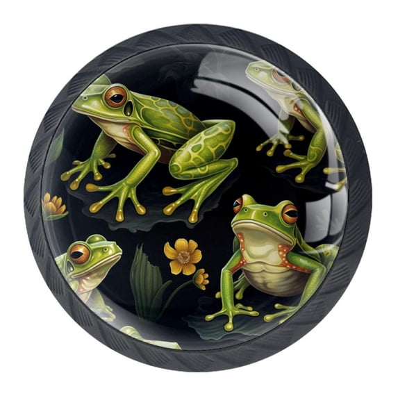 4 Pcs Frog Knobs for Kitchen Cabinet Cupboard Dresser Bookcase Drawer Pulls Handles Round Home Decor
