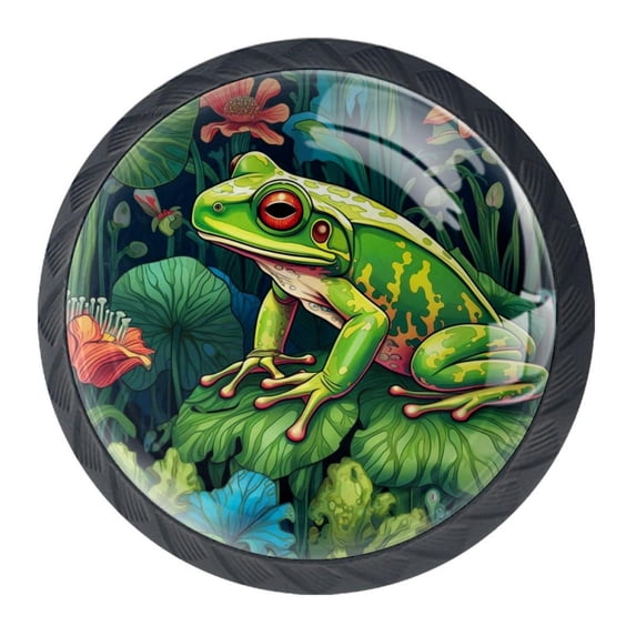 4 Pcs Frog Knobs for Kitchen Cabinet Cupboard Dresser Bookcase Drawer Pulls Handles Round Home Decor