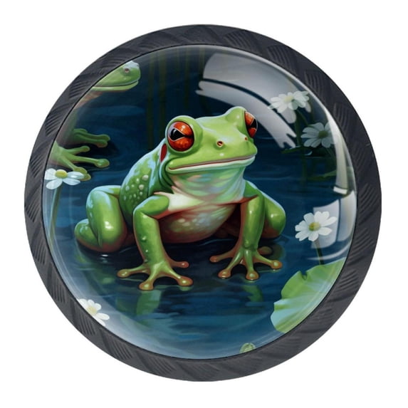 4 Pcs Frog Knobs for Kitchen Cabinet Cupboard Dresser Bookcase Drawer Pulls Handles Round Home Decor
