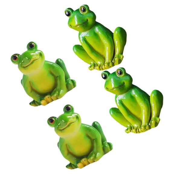 4 Pcs Frog Ornaments Frogs Figurines Ceramic Mascot Model Cake Decorations Mini Statue Resin Crafts