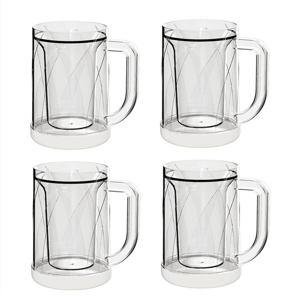 4 Pcs Frozen Beer Mugs for Freezer Double Wall Gel Frosty Ice Drinking Cups