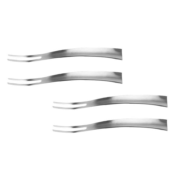 4 Pcs Fruit Fork Wedding Decor Mini Cakes Stainless Steel Tableware Cutlery Forks Cocktail Two-tine Cupcakes