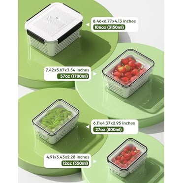 4 PCS Fruit Storage Containers For Fridge With Removable Colander BP