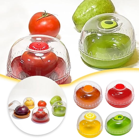 4 Pcs Fruit Storage Containers,Lemon Avocado Onion Tomato Saver Keeper Fruit and Vegetable Storage Holder for Fridge