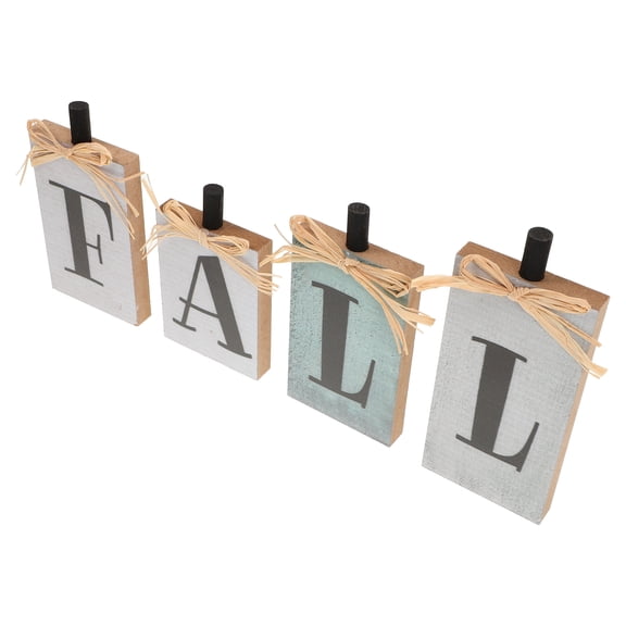 Masteelf Thanksgiving Wood Sign Decor with Vintage Design for Desk Autumn Office Decor 4pcs Wooden Blocks Multi Color