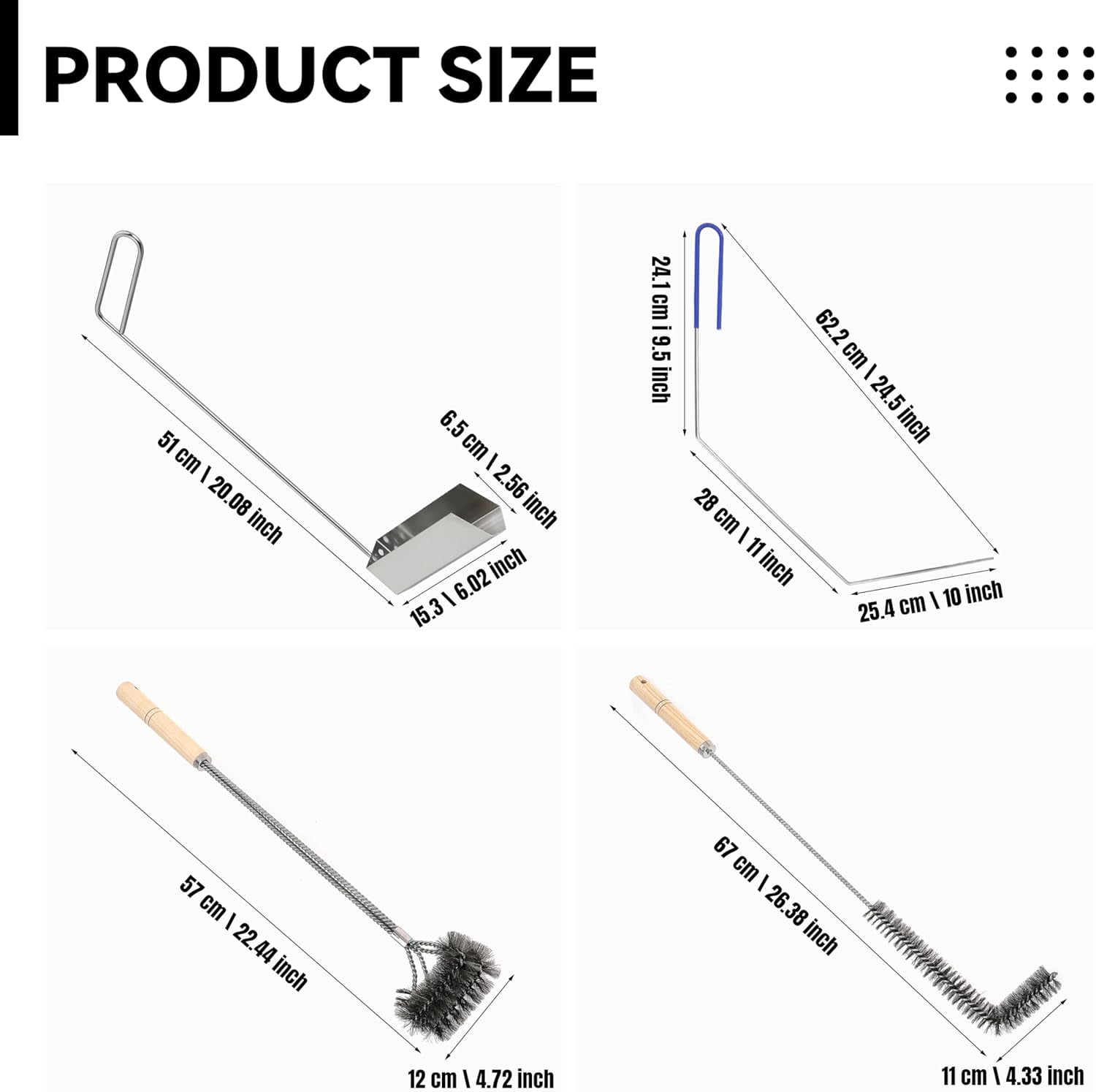 Fry Tools 4 Pcs Fryer Cleaning Tools, L Shaped Stainless Steel Bristles Fryer ...
