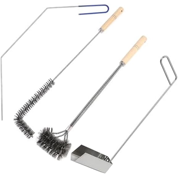 4 Pcs Fryer Cleaning Tools, L Shaped Stainless Steel Bristles Fryer Deep Cleaning Brush, Deep Fryer Crumb Scoop, Fryer Deep Cleanout Rod, Long Handle Fryer Basket Brush for Restaurant Air Fryer