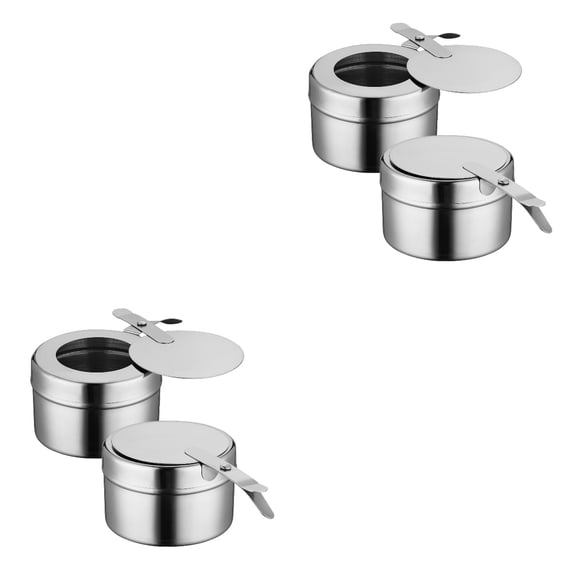 4 Pcs Fuel Holder Warming Tray Mini Heater Alcohol Stove Chafing Dish Chafer Wick Stainless Steel Can