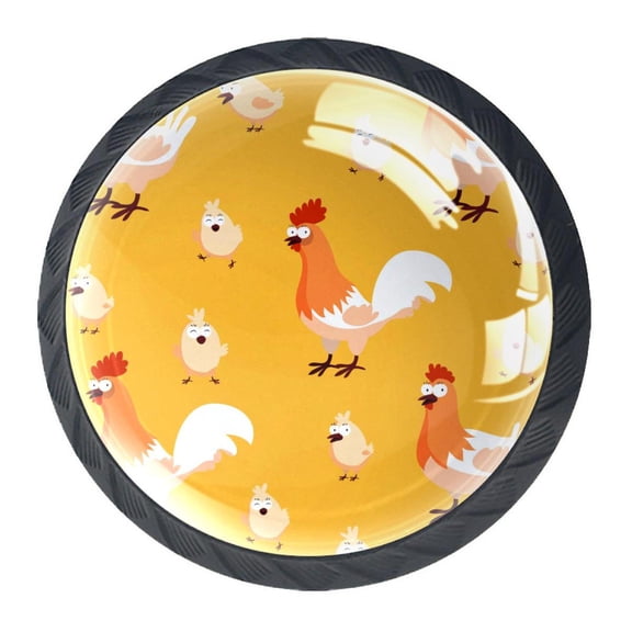 4 Pcs Funny Chickens Knobs for Kitchen Cabinet Cupboard Dresser Bookcase Drawer Pulls Handles Round Home Decor