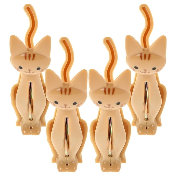 Cute Cartoon Cat Clips for Sealing Food Storage Bags Plastic Windproof 4pcs Household Kitchen