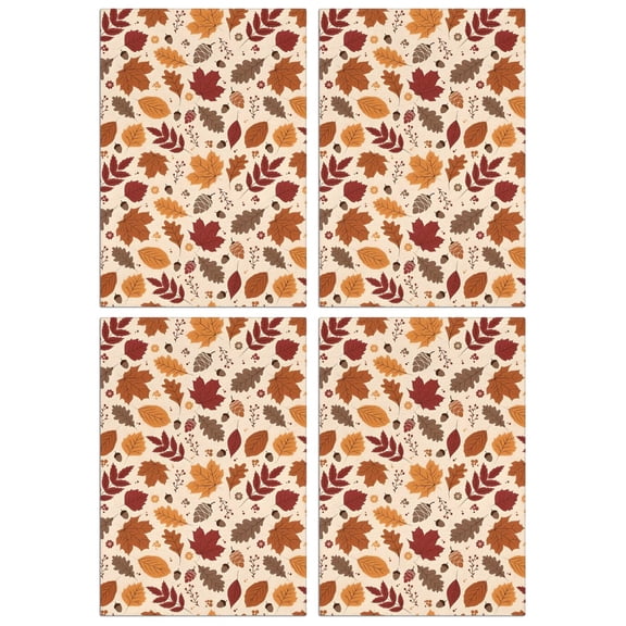 4 Pcs Funny Kitchen Towels,Autumn Fall Leaves Pattern Microfiber Dish Towels,Kitchen Tea Towels,Kitchen Towel Set (18" X 26")
