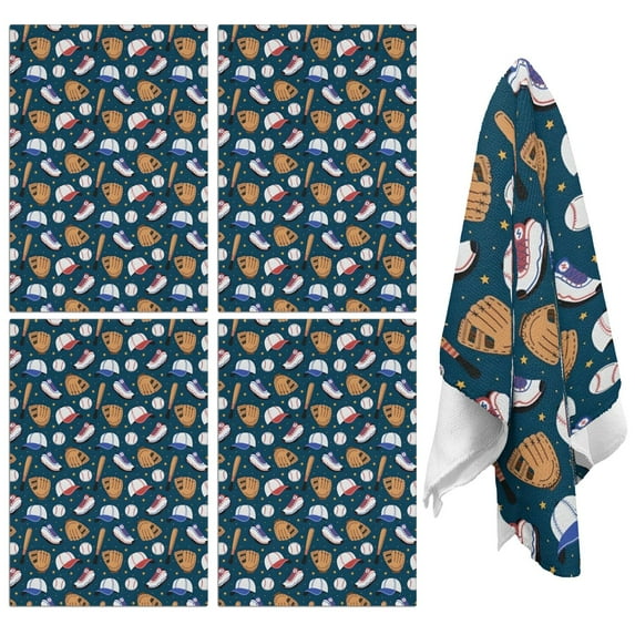 4 Pcs Funny Kitchen Towels,Baseball Gear Pattern Microfiber Dish Towels,Kitchen Tea Towels,Kitchen Towel Set (18" X 26")