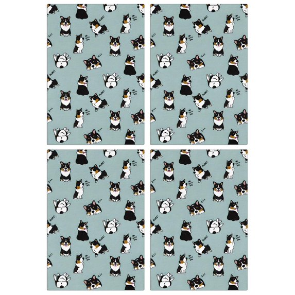 4 Pcs Funny Kitchen Towels,Black Corgi Microfiber Dish Towels,Kitchen Tea Towels,Kitchen Towel Set (18" X 26")