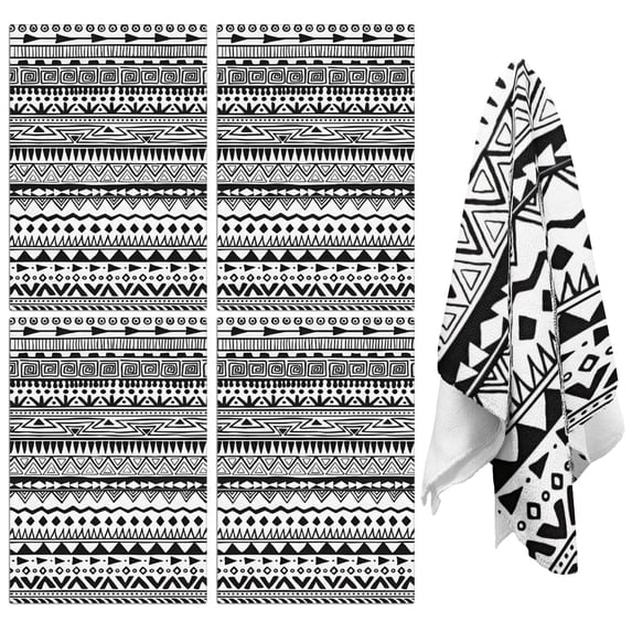 4 Pcs Funny Kitchen Towels,Black Geometric Striped Pattern Microfiber Dish Towels,Kitchen Tea Towels,Kitchen Towel Set (18" X 26")