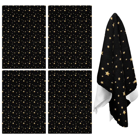 4 Pcs Funny Kitchen Towels,Black Gold Star Pattern Microfiber Dish Towels,Kitchen Tea Towels,Kitchen Towel Set (18" X 26")