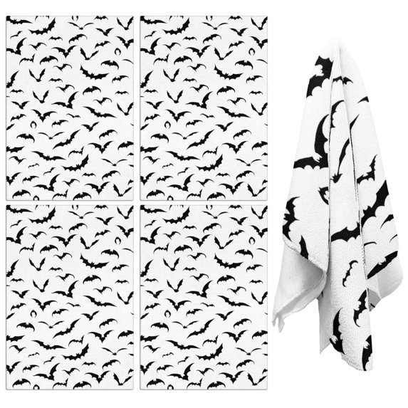 4 Pcs Funny Kitchen Towels,Black Halloween Bats Microfiber Dish Towels,Kitchen Tea Towels,Kitchen Towel Set (18" X 26")