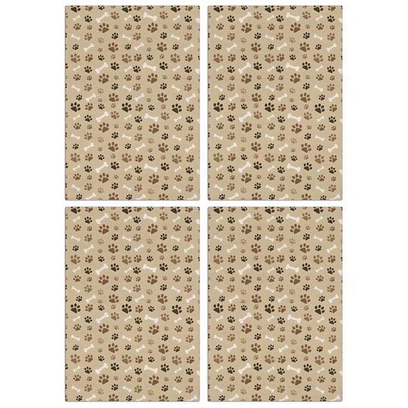 4 Pcs Funny Kitchen Towels,Brown Dog Paw Footprint Bone Microfiber Dish Towels,Kitchen Tea Towels,Kitchen Towel Set (18" X 26")