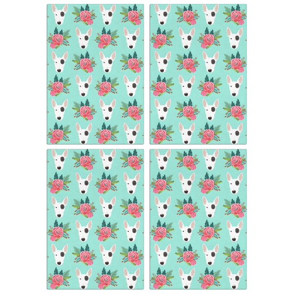 4 Pcs Funny Kitchen Towels,Bull Terrier Dog and Flower Florals Microfiber Dish Towels,Kitchen Tea Towels,Kitchen Towel Set (18" X 26")