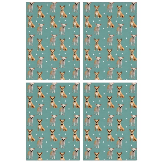 4 Pcs Funny Kitchen Towels,Chihuahua and Footprints Microfiber Dish Towels,Kitchen Tea Towels,Kitchen Towel Set (18" X 26")