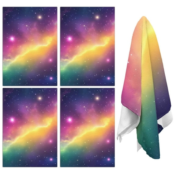 4 Pcs Funny Kitchen Towels,Colorful Tie Dye Nebula Pattern Microfiber Dish Towels,Kitchen Tea Towels,Kitchen Towel Set (18" X 26")