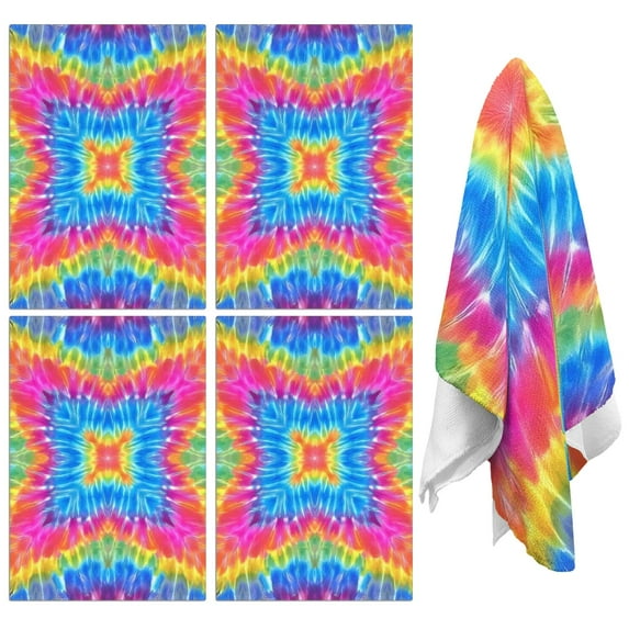 4 Pcs Funny Kitchen Towels,Colorful Tie Dye Pattern Microfiber Dish Towels,Kitchen Tea Towels,Kitchen Towel Set (18" X 26")