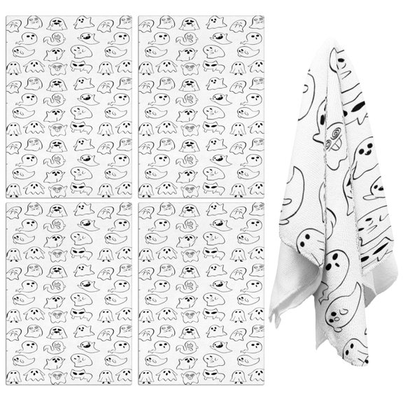 4 Pcs Funny Kitchen Towels,Cute Halloween Ghosts Pattern Microfiber Dish Towels,Kitchen Tea Towels,Kitchen Towel Set (18" X 26")