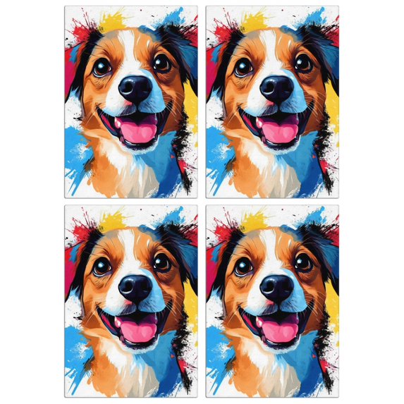 4 Pcs Funny Kitchen Towels,Cute Watercolor Dog Pattern Microfiber Dish Towels,Kitchen Tea Towels,Kitchen Towel Set (18" X 26")
