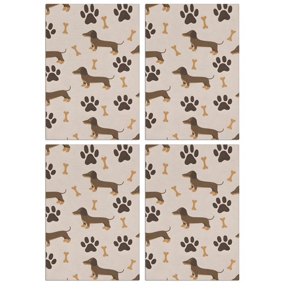 4 Pcs Funny Kitchen Towels,Dachshund and Paws Microfiber Dish Towels,Kitchen Tea Towels,Kitchen Towel Set (18" X 26")