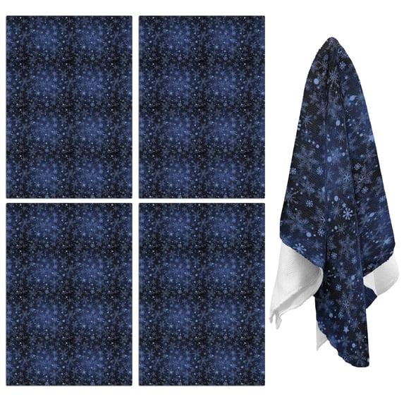 4 Pcs Funny Kitchen Towels,Dark Blue Christmas Snowflake Pattern Microfiber Dish Towels,Kitchen Tea Towels,Kitchen Towel Set (18" X 26")