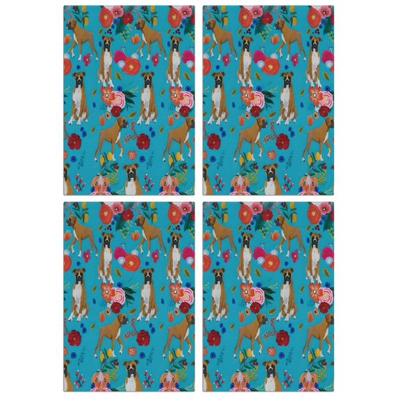4 Pcs Funny Kitchen Towels,Dogs with Flowers Microfiber Dish Towels,Kitchen Tea Towels,Kitchen Towel Set (18" X 26")