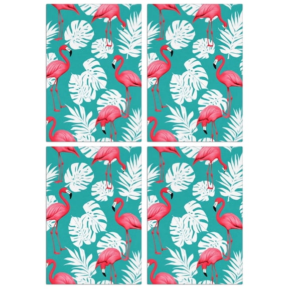 4 Pcs Funny Kitchen Towels,Flamingo and Palm Leaves Tropical Hawaii Microfiber Dish Towels,Kitchen Tea Towels,Kitchen Towel Set (18" X 26")