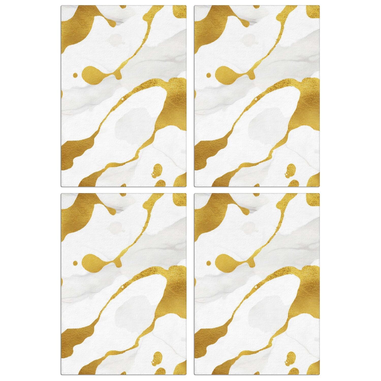 4 Pcs Funny Kitchen Towels,Gold and White Marble Microfiber Dish Towels,Kitchen Tea Towels,Kitchen Towel Set (18" X 26")