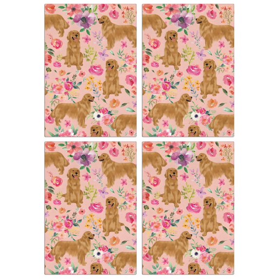 4 Pcs Funny Kitchen Towels,Golden Retriever with Flowers Microfiber Dish Towels,Kitchen Tea Towels,Kitchen Towel Set (18" X 26")