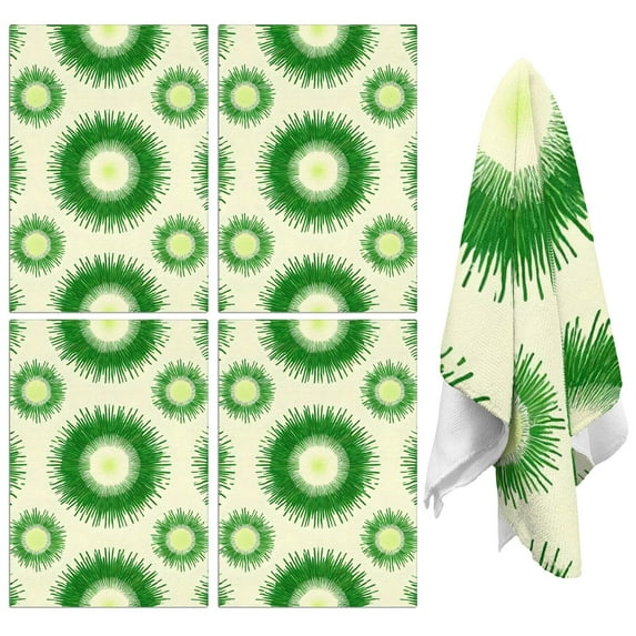 4 Pcs Funny Kitchen Towels,Green Tie Dye Sunburst Pattern Microfiber Dish Towels,Kitchen Tea Towels,Kitchen Towel Set (18" X 26")
