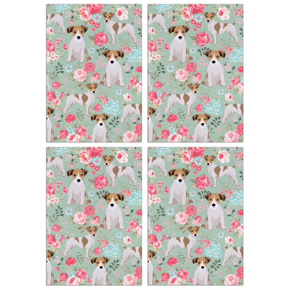 4 Pcs Funny Kitchen Towels,Jack Russell Terrier Dog and Flower Microfiber Dish Towels,Kitchen Tea Towels,Kitchen Towel Set (18" X 26")
