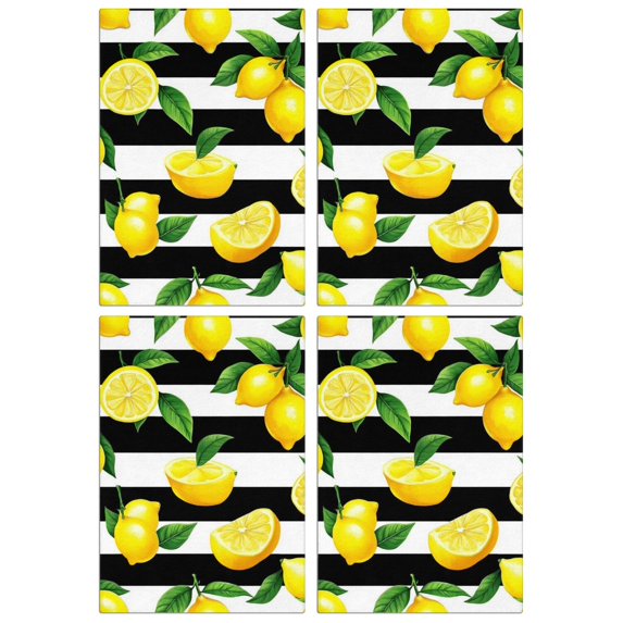 4 Pcs Funny Kitchen Towels,Lemon Microfiber Dish Towels,Kitchen Tea Towels,Kitchen Towel Set (18" X 26")