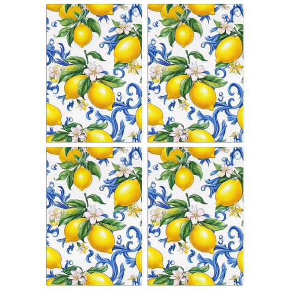 4 Pcs Funny Kitchen Towels,Lemon Microfiber Dish Towels,Kitchen Tea Towels,Kitchen Towel Set (18" X 26")