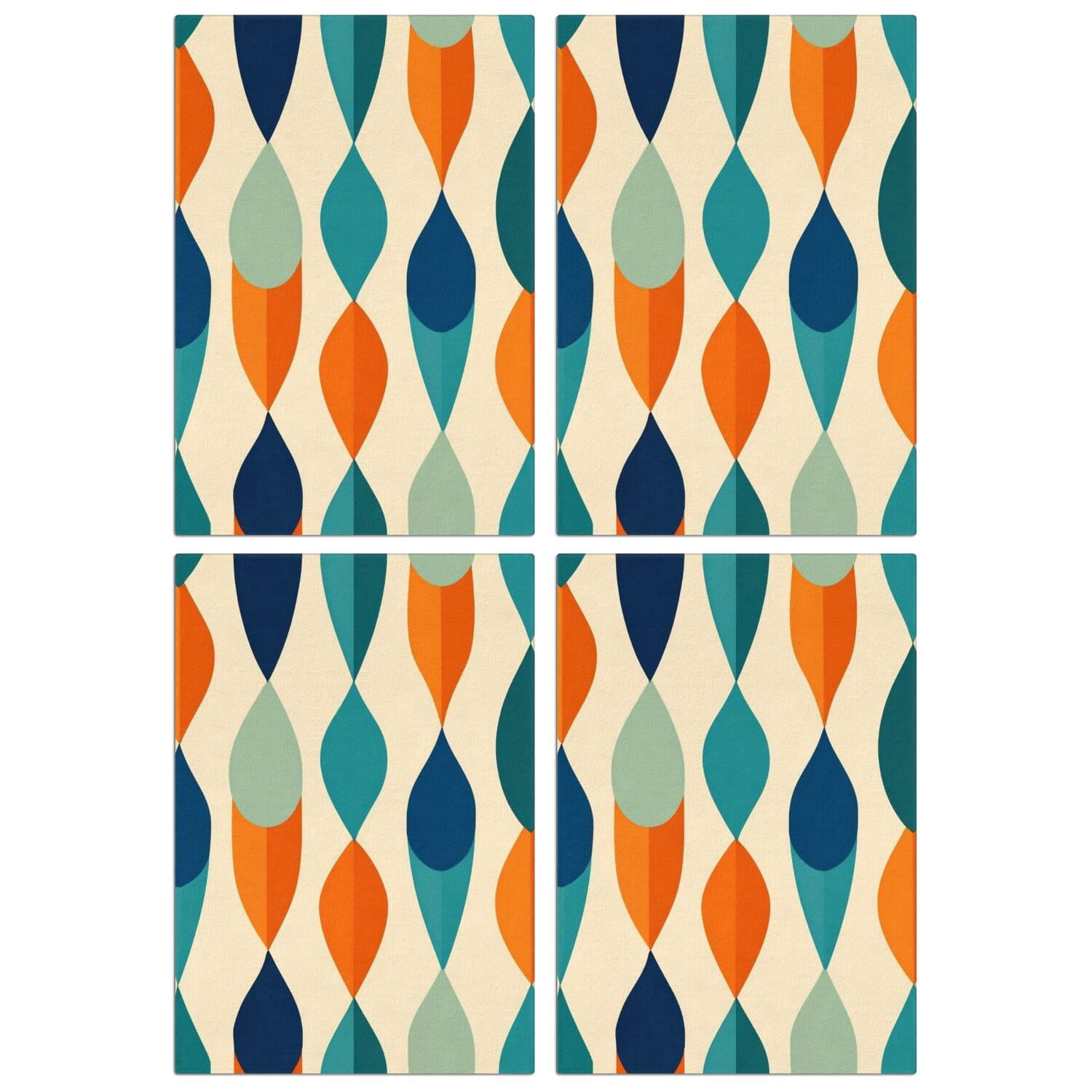4 Pcs Funny Kitchen Towels,Modern Art Geometric Microfiber Dish Towels,Kitchen Tea Towels,Kitchen Towel Set (18" X 26")