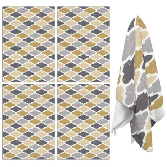 4 Pcs Funny Kitchen Towels,Multicolor Geometric Quatrefoil Pattern Microfiber Dish Towels,Kitchen Tea Towels,Kitchen Towel Set (18" X 26")