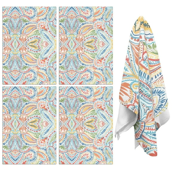 4 Pcs Funny Kitchen Towels,Multicolor Paisley Pattern Microfiber Dish Towels,Kitchen Tea Towels,Kitchen Towel Set (18" X 26")